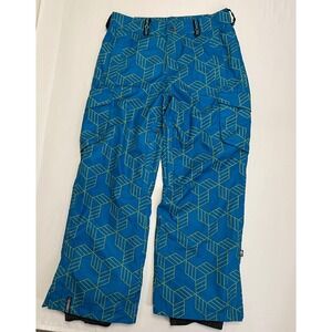 Sample Bonfire Aero Snowboarding Ski Pants Men's Size Large Blue Geo Pattern
